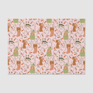 Festive Cat Dog Christmas Lighting Pink Tissue Paper