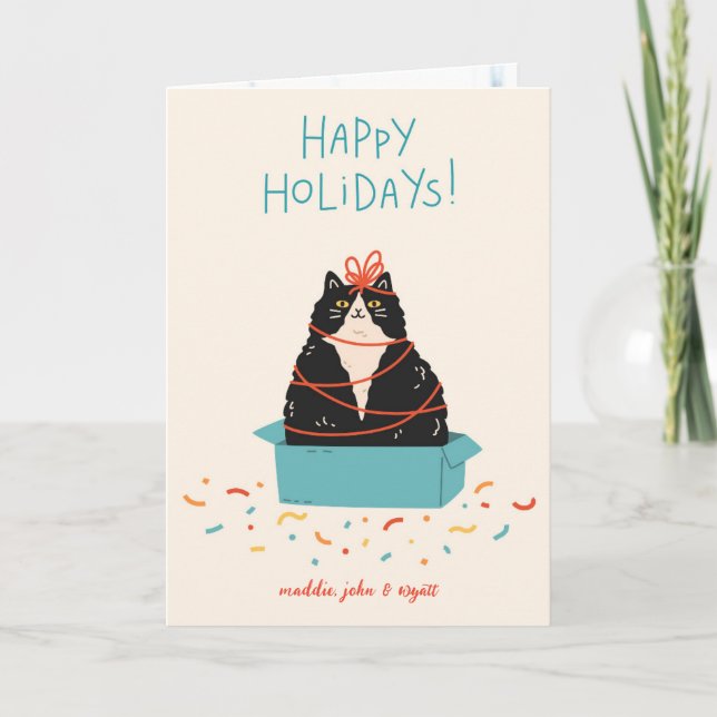 Festive Cat Holiday Card (Front)