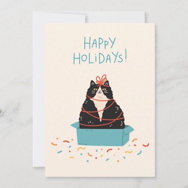 Festive Cat Holiday Card (Front)