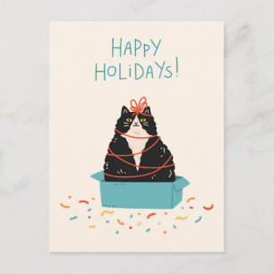 Festive Cat Holiday Postcard