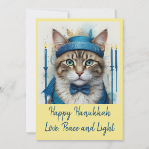 Festive Cat in Disguise Playful Hanukkah Greeting Holiday Card