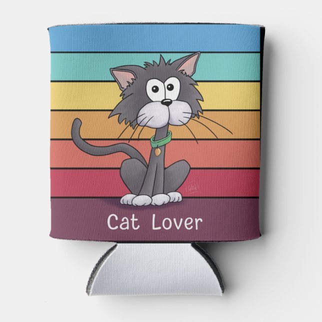 Festive Cat Lover  Can Cooler (Front)
