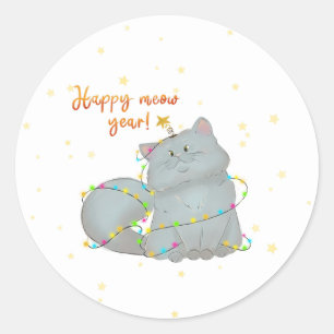 Festive Cat Sticker New Year & Christmas 