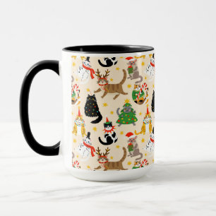 Festive Cats Christmas Pattern Mug