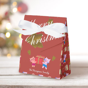 Festive cats gifts pattern terracotta Christmas Favour Box
