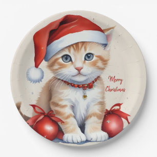 Festive Cats in Christmas Costumes - Holiday Vibes Paper Plate