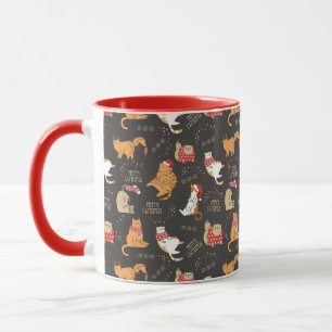 Festive Cats with Lights Christmas Pattern Mug