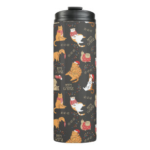 Festive Cats with Lights Christmas Pattern Thermal Tumbler