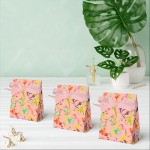 Festive Celebration Colourful Confetti Over Orange Favour Box