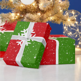 Festive C'est Noel on Red White and Green Wrapping Paper