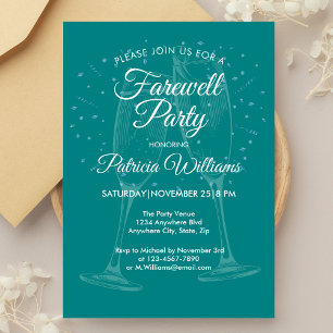 Festive Champagne Womens Farewell Celebration Invitation