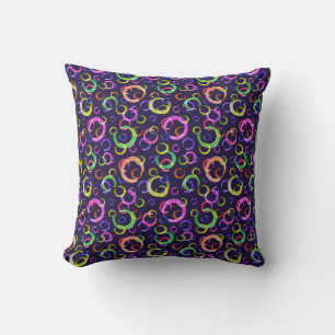 Festive, chaotic, colourful, confetti, polka dots, cushion