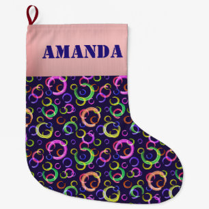 Festive, chaotic, colourful, confetti, polka dots, large christmas stocking