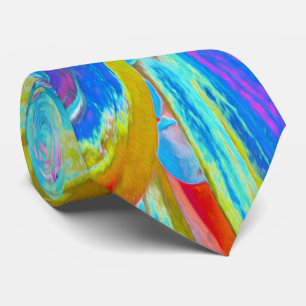 Festive Chartreuse and Blue Dahlia Flower Petals Tie