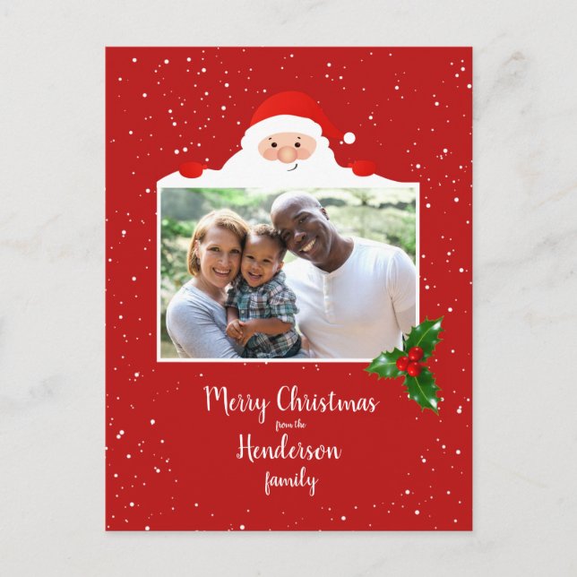 Festive Cheeky Santa - Custom Photo - Personalised Postcard (Front)