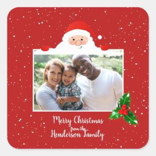 Festive Cheeky Santa - Custom Photo - Personalised Square Sticker