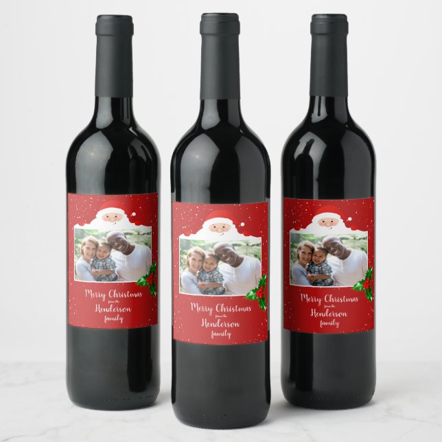 Festive Cheeky Santa - Custom Photo - Personalised Wine Label (Bottles)