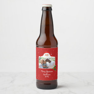 Festive Cheeky Santa - Custom Photo - Personalized Beer Bottle Label