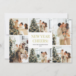 Festive Cheers   Elegant Happy New Year 6 Photo Holiday Card