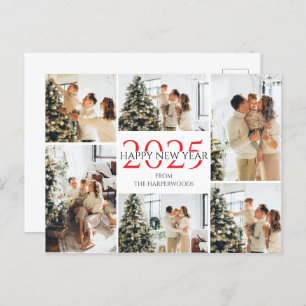 Festive Cheers   Elegant Happy New Year 6 Photo Holiday Postcard