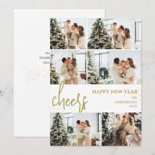Festive Cheers   Elegant New Year Photo Collage Holiday Card