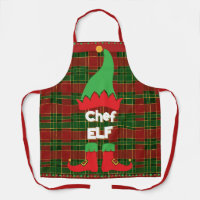 Festive Chef Elf Red and Green Tartan