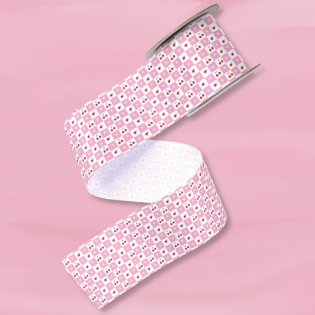Festive Chequered Pattern , Cherries , Flower Ribb Satin Ribbon (Creator Uploaded)