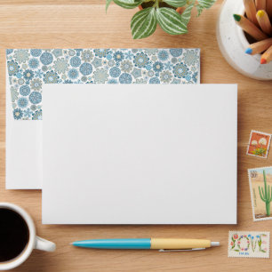Festive Chic Floral Mandala Snow Flakes Pattern Envelope