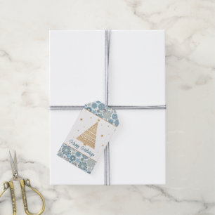Festive Chic Floral Mandala Snow Flakes Pattern Gift Tags