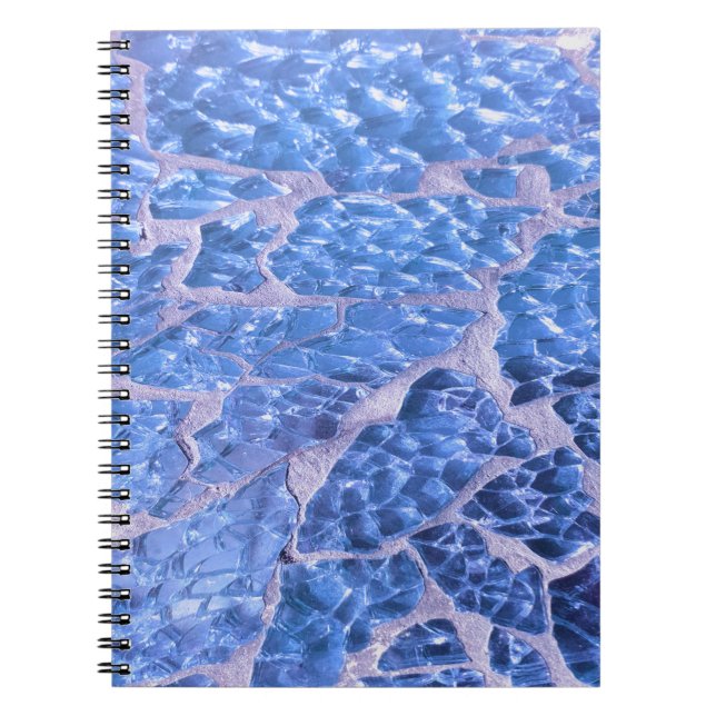 Festive Chic Glitter Blue Stones Spiral Notebook (Front)