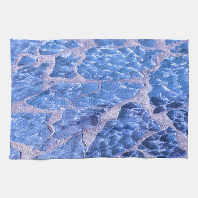 Festive Chic Glitter Blue Stones Tea Towel (Horizontal)