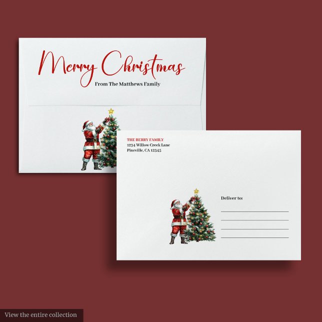 Festive Chic Santa Claus Red White Rustic Holiday Envelope (Festive Santa Claus Red White Rustic Holiday Envelope)