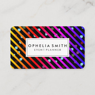 Festive Chic Stripes and Dots Texture Business Card
