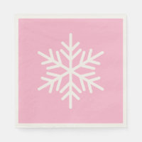 Festive Chic White Alpine Snowflake On Pastel Pink