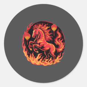 Festive Chinese New Year 2026 Horse Lantern Cultur Classic Round Sticker