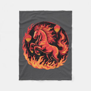 Festive Chinese New Year 2026 Horse Lantern Cultur Fleece Blanket