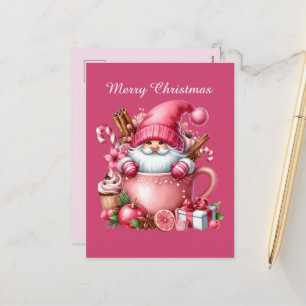 Festive Christmas add message cocoa gnome Holiday Postcard