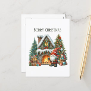 Festive Christmas add message gnome Holiday Postcard