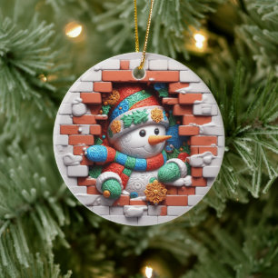 Festive Christmas add message snowman Ceramic Tree Decoration