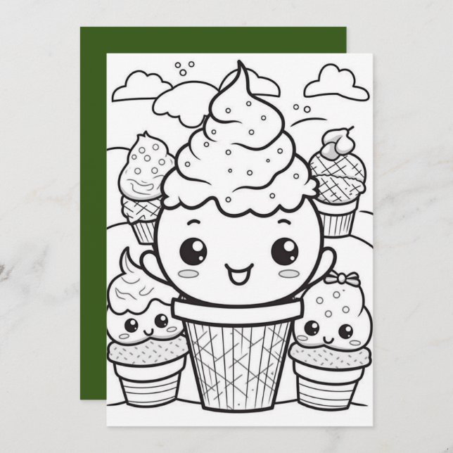 Festive Christmas add text ice cream Holiday Card (Front/Back)