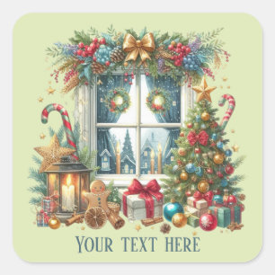 Festive Christmas add text scene Square Sticker