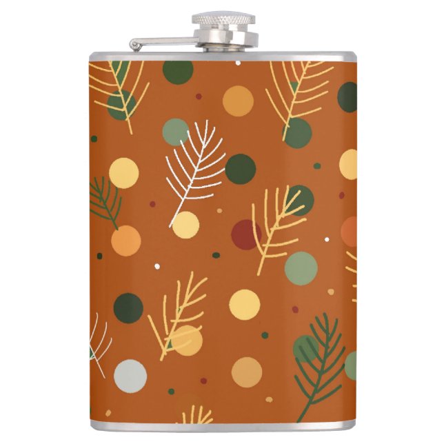 Festive Christmas and New Year pattern  Hip Flask (Front)