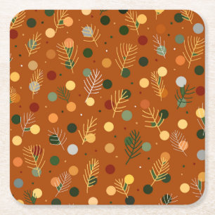 Festive Christmas and New Year pattern Square Paper Coaster