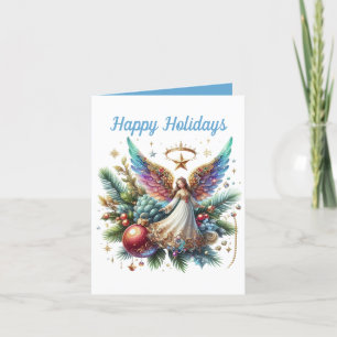 Festive Christmas Angel add message  Holiday Card
