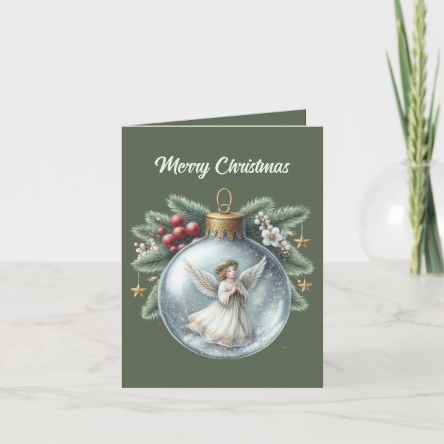 Festive Christmas Angel add message  Holiday Card (Front)