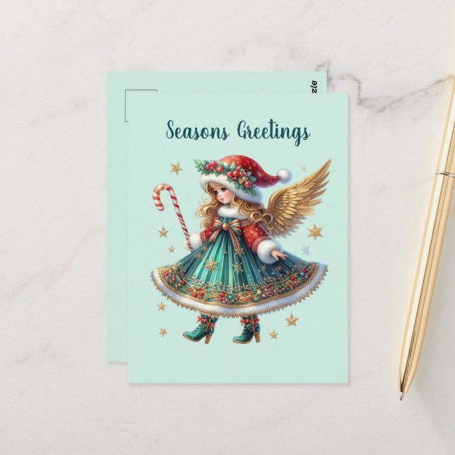 Festive Christmas Angel add message  Postcard (Front/Back In Situ)