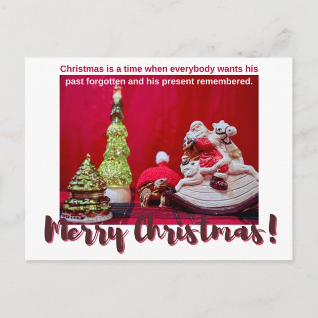 Festive Christmas Baby Sulcata Tortoise with Santa Postcard (Front)
