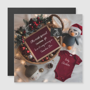 Festive Christmas basket pregnancy announcement 