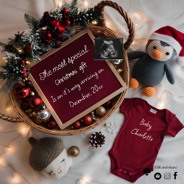 Festive Christmas basket pregnancy announcement  (Creator Uploaded)