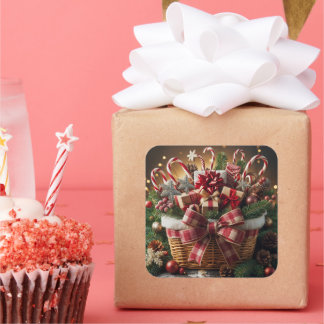 Festive Christmas Basket Sticker
